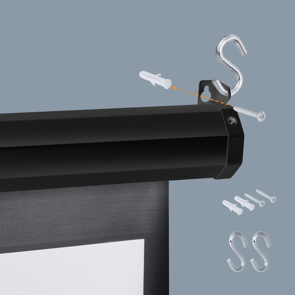 Screens Manual 100" 16:10 Manual Pull Down Projector Screen 4K Retract Black