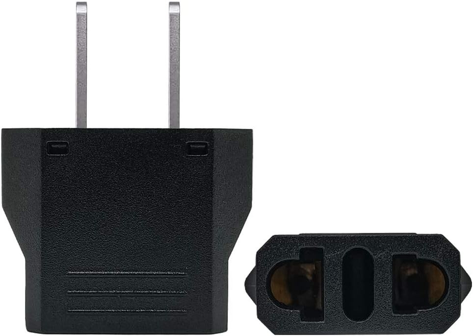 European to Plug Adapter, Black, 2-Pack, Type E/F to Type A/B, Fireproof, C...