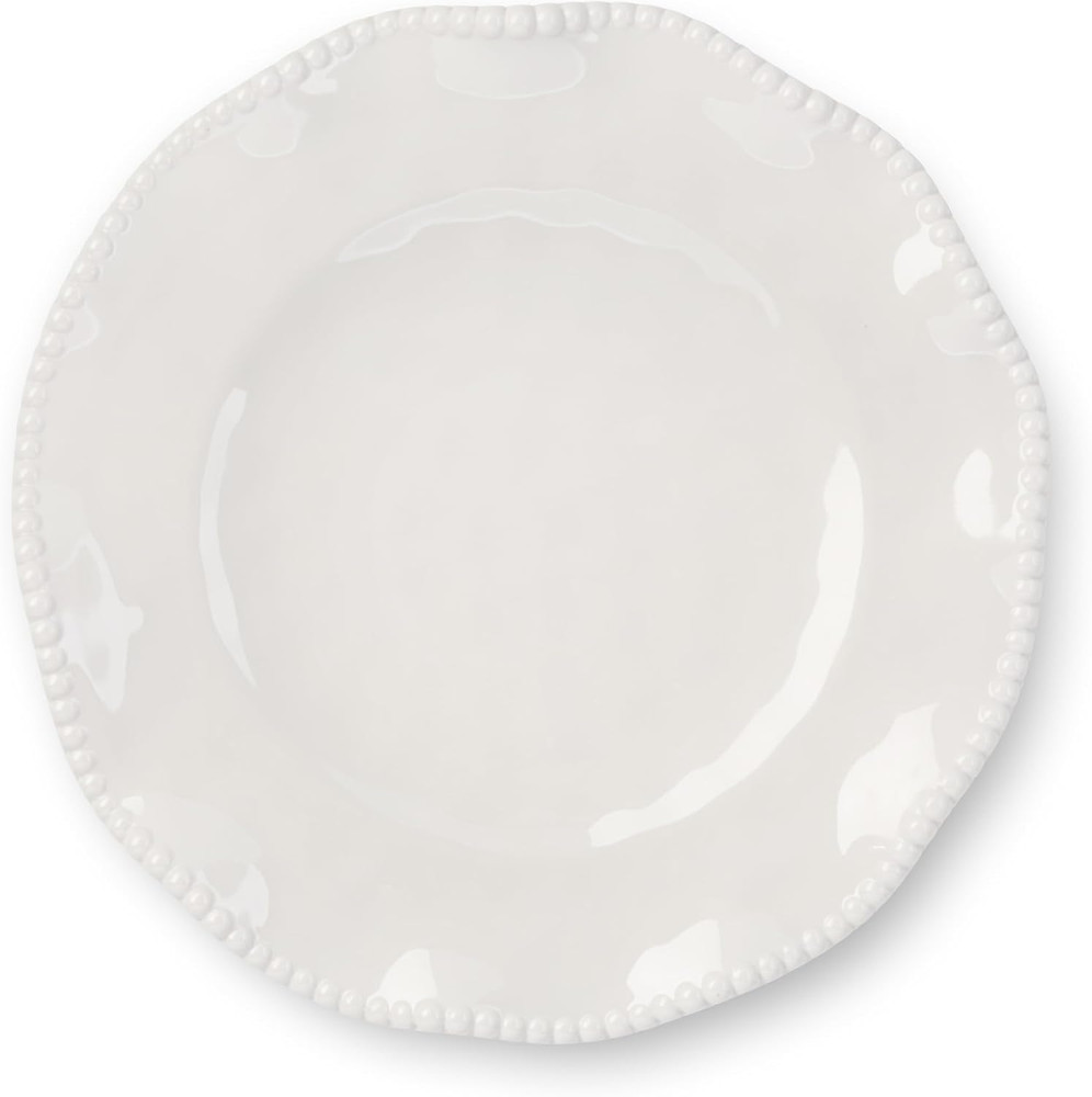 Perlette Off-White Beaded 12-Piece Dinnerware Set – Includes 4 Dinner Plates, 4