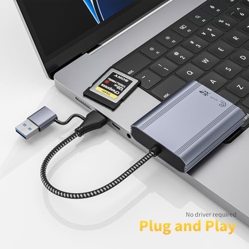 Dual-Slot CFexpress Type B & SD Card Reader, 10Gbps USB 3.2 Adapter for iPhone,