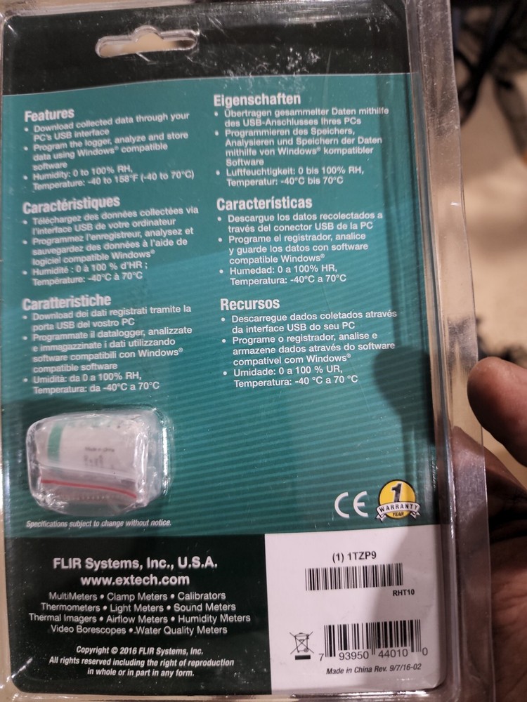 Extech RHT10 Humidity And Temperature USB Datalogger