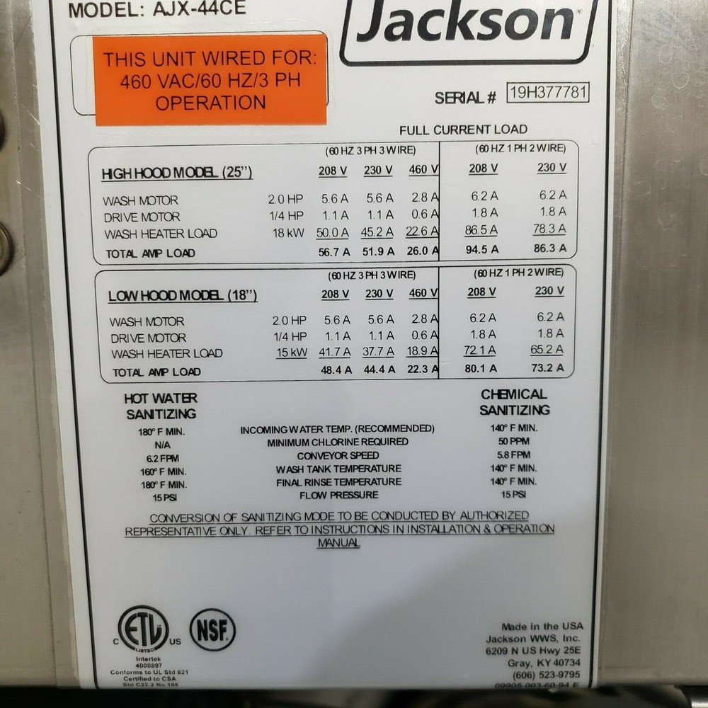 Jackson commercial dish machine