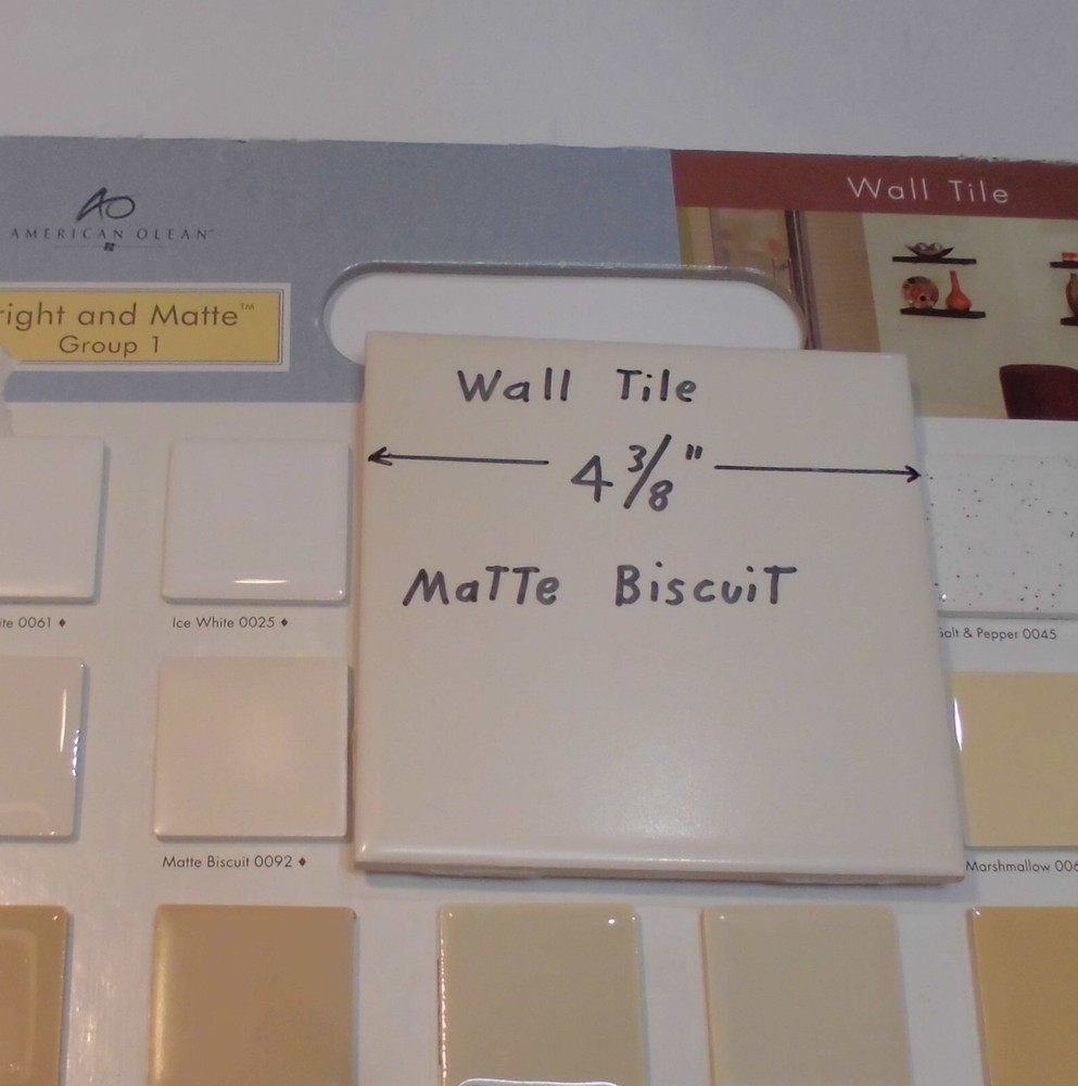 1 pc. Matte Ceramic Wall Tile *Biscuit Color* 4-3/8" X 1/4" thick, off-white,