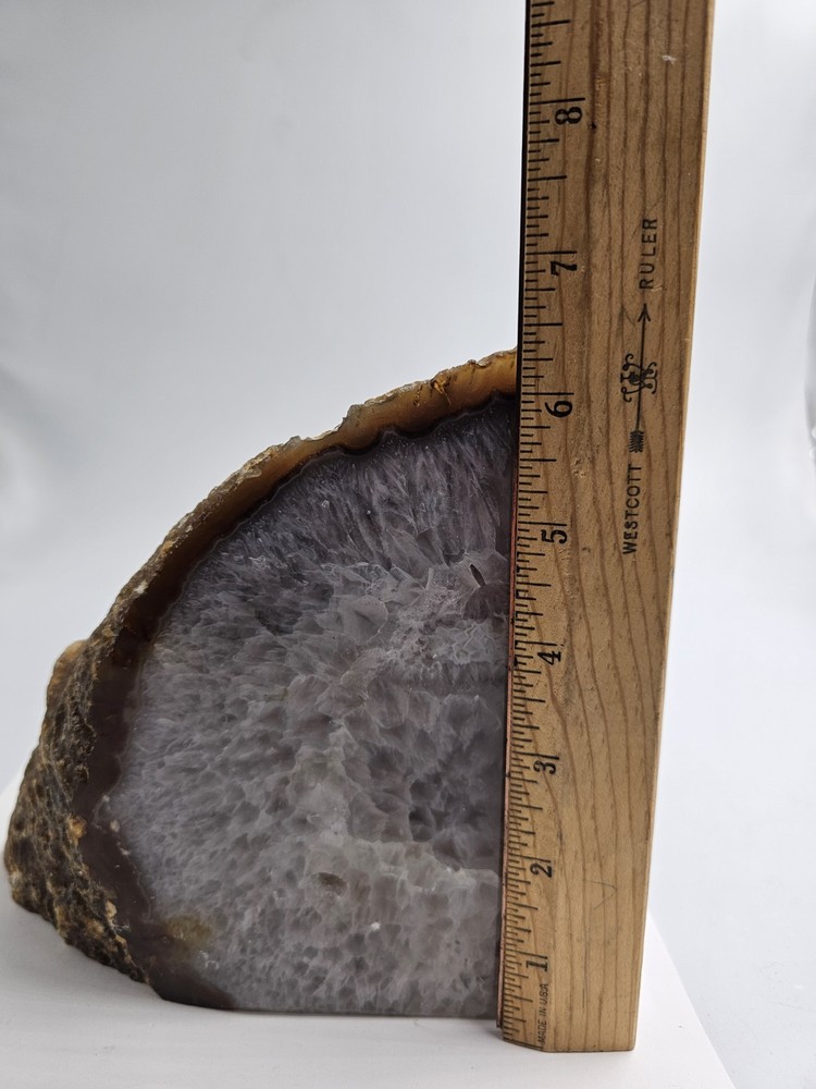 Polished Agate Stone Geode White Brown Crystal 6.3 Ibs