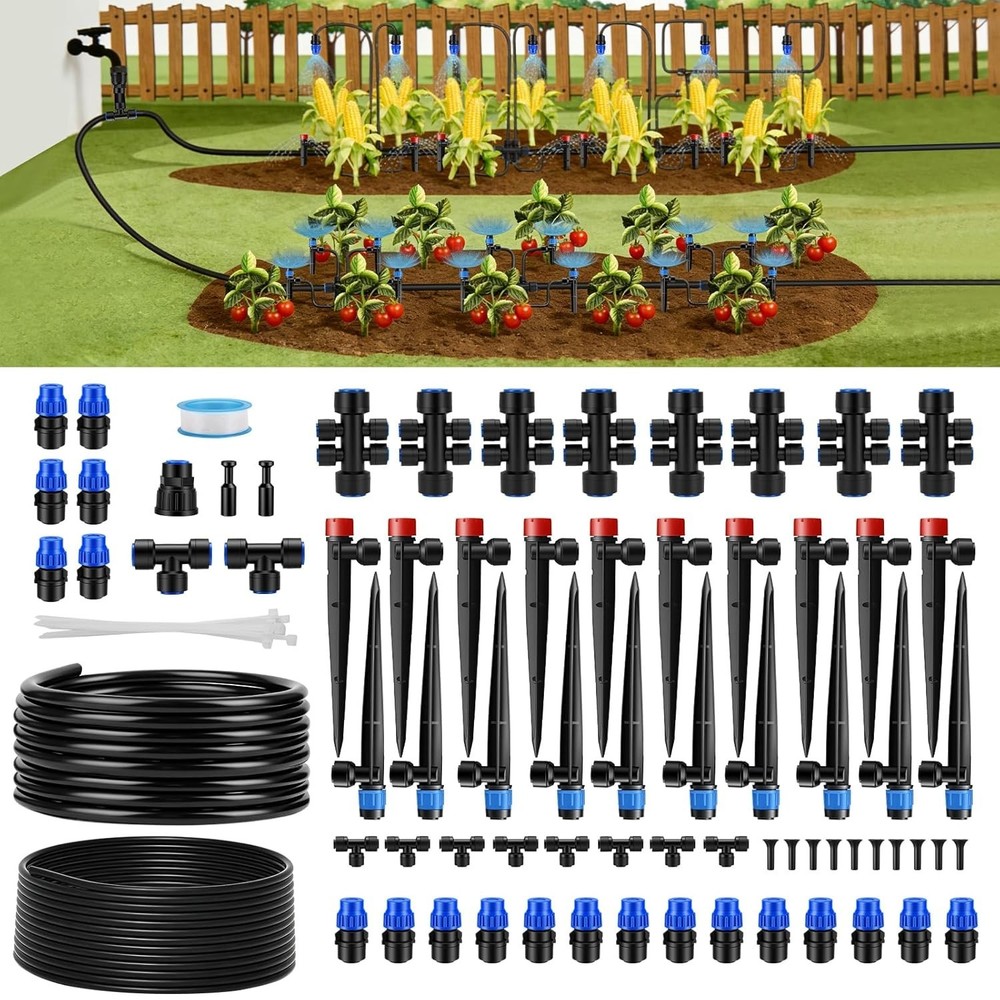 240FT Quick-Connect Drip Irrigation System, Automatic Garden Watering System Kit