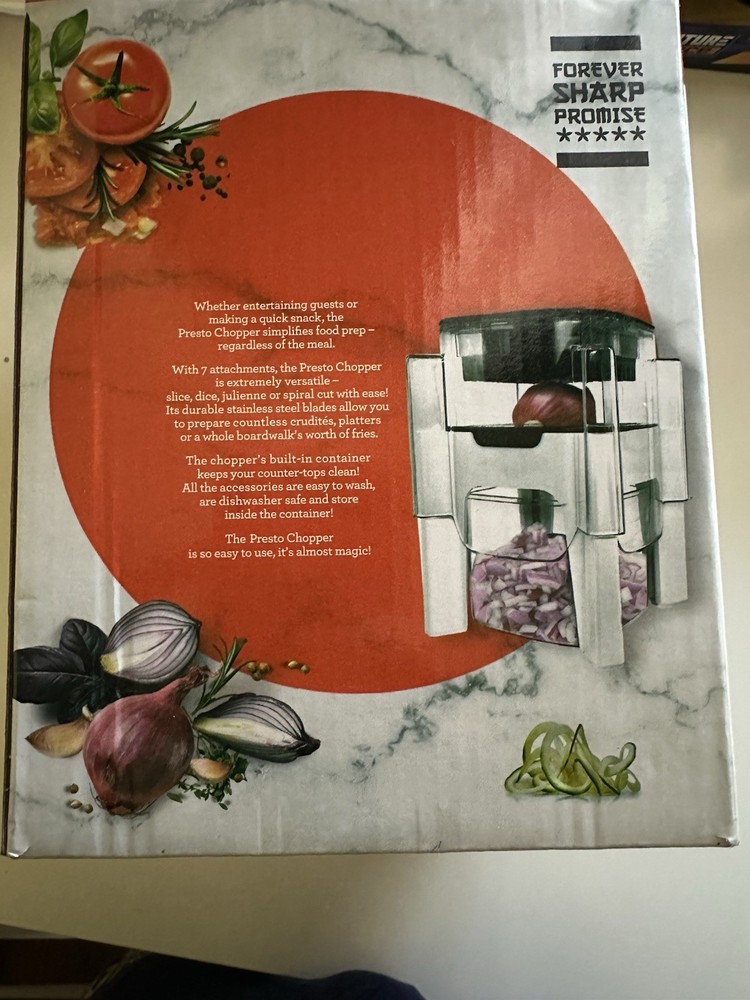 Presto Chopper 7-Piece Set Push Function Dishwasher Safe BPA Free