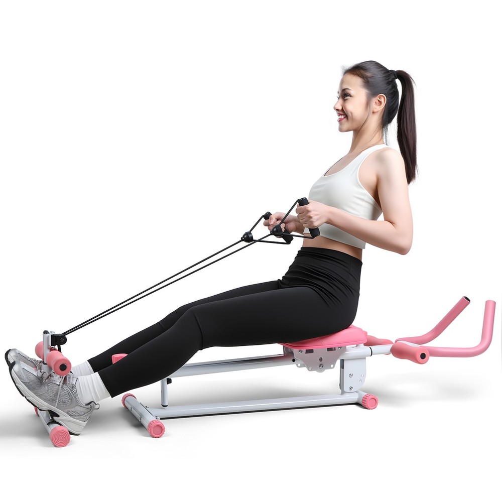 4-in-1 Rowing Machine,Ab Machine–Foldable Full Body Workout Equipment,Max 120kg