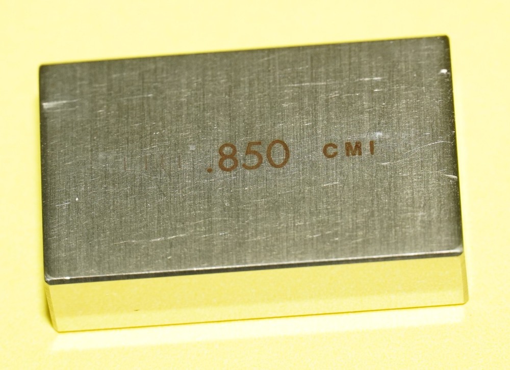 CMI .850" Rectangular Steel Gage Block – Excellent – Serial Numbered
