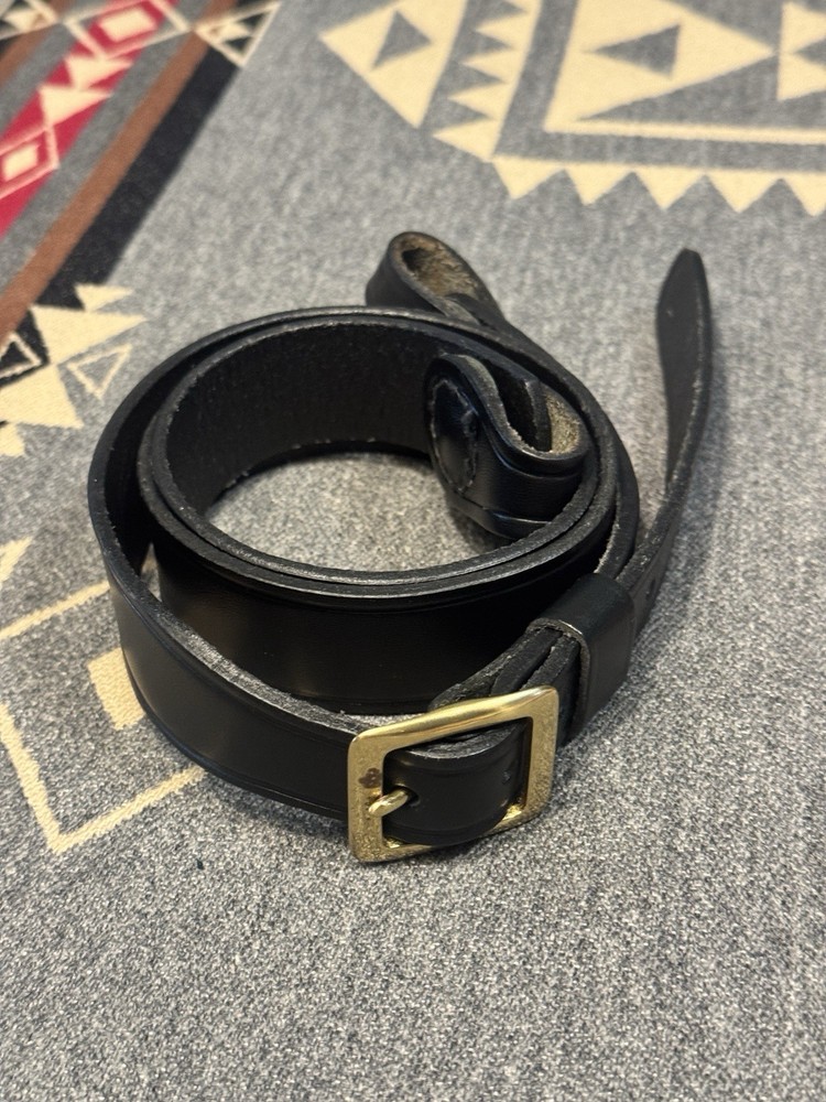 Jay Pee Black Leather Shoulder Strap Brass Hardware 46” Vintage
