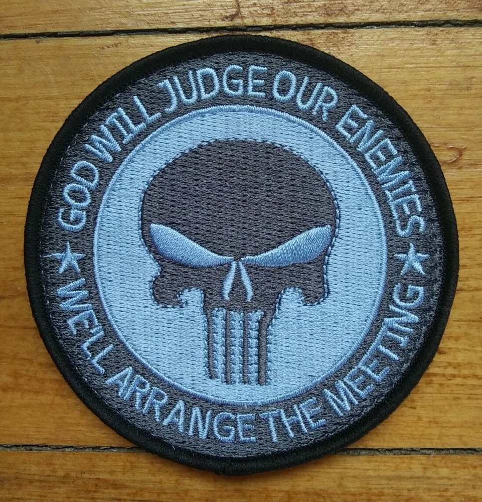 SKULL "GOD WILL JUDGE" SERE Special Operations MILITARY hook & loop PATCH