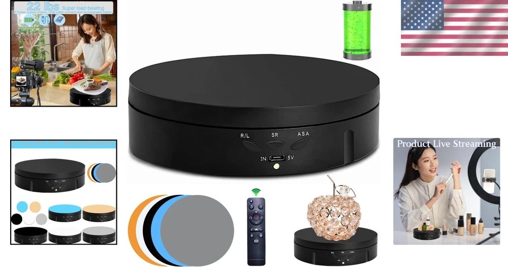 Motorized 360° Rotating Display Stand - Rechargeable & Remote Controlled (5.74")