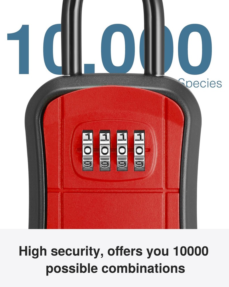 Puroma Key Lock Box, Portable Combination Lockbox Medium Capacity, Red