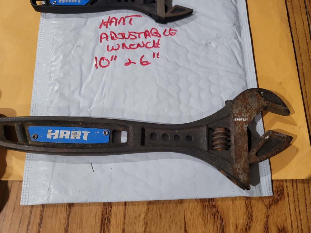 2 EA HART 10" & 6" ADJUSTABLE WRENCHES - GREAT BUY GREAT SHAPE