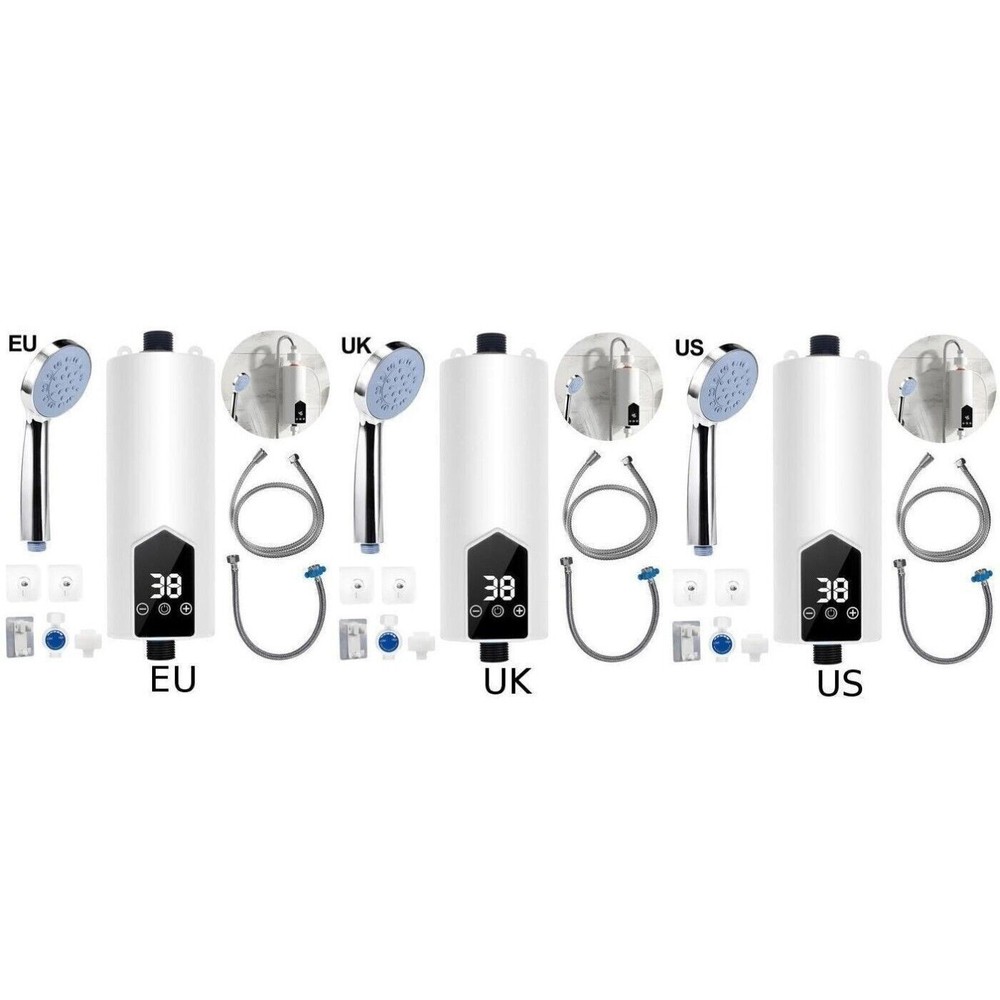 3500W Tankless Hot Water Heater Shower Electric Instant Water Heater Bathroom