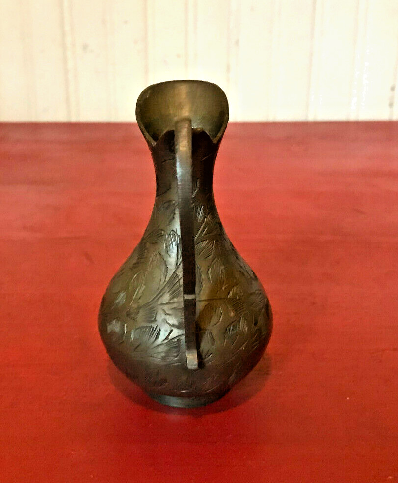 Solid Brass Ornate Detailed Miniature 4" Pitcher - Made in India