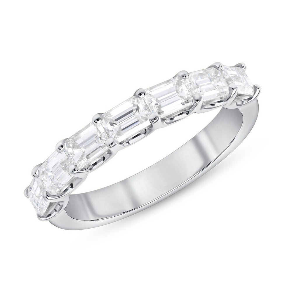 1.40Ctw White Emerald Cut Stackable Wedding Anniversary Band 925 Sterling Silver