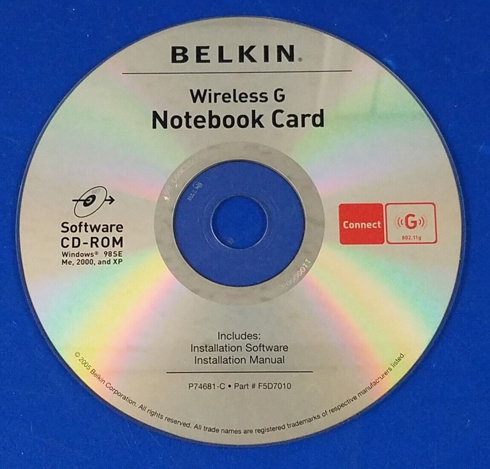 ⭐️⭐️⭐️⭐️⭐️ Belkin Wireless G Notebook Card CD Software