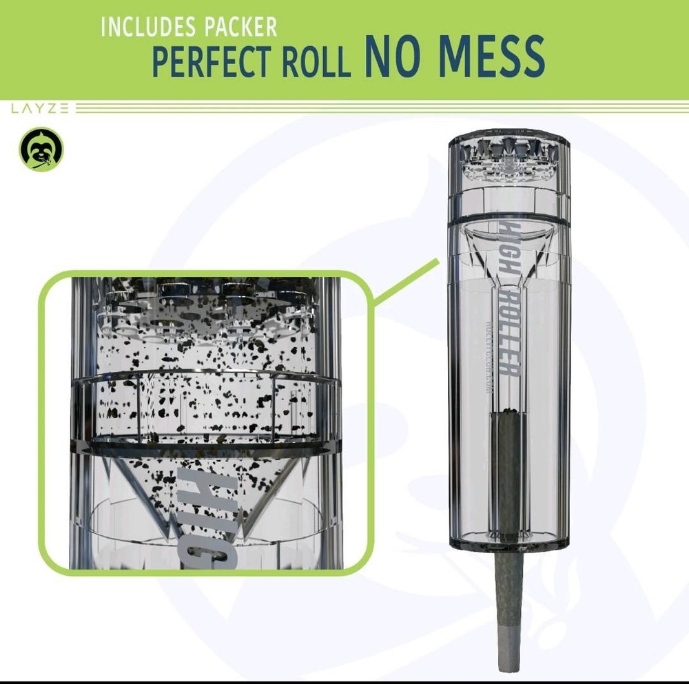 CLEAR HIGHROLLER Herb Grinder & Cone Loader | Portable Pre Roll Cone Filler