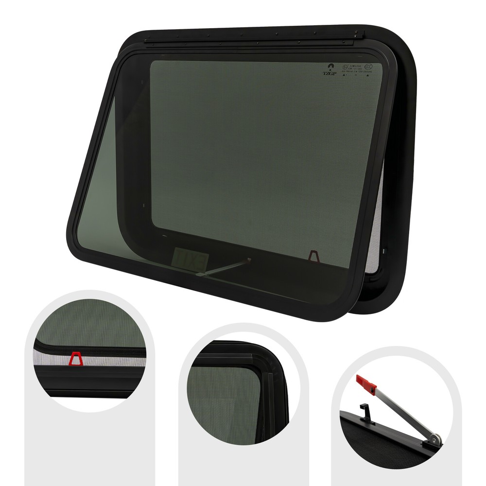 RV Push Out Window Trailer Exit Window Rectangular Caravan Venting Window 90°