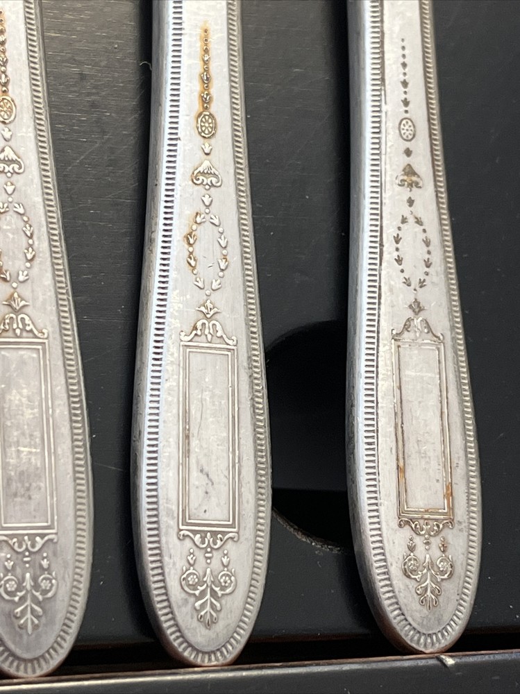 6 dinner knives GROSVENOR pattern vintage silver Community Plate