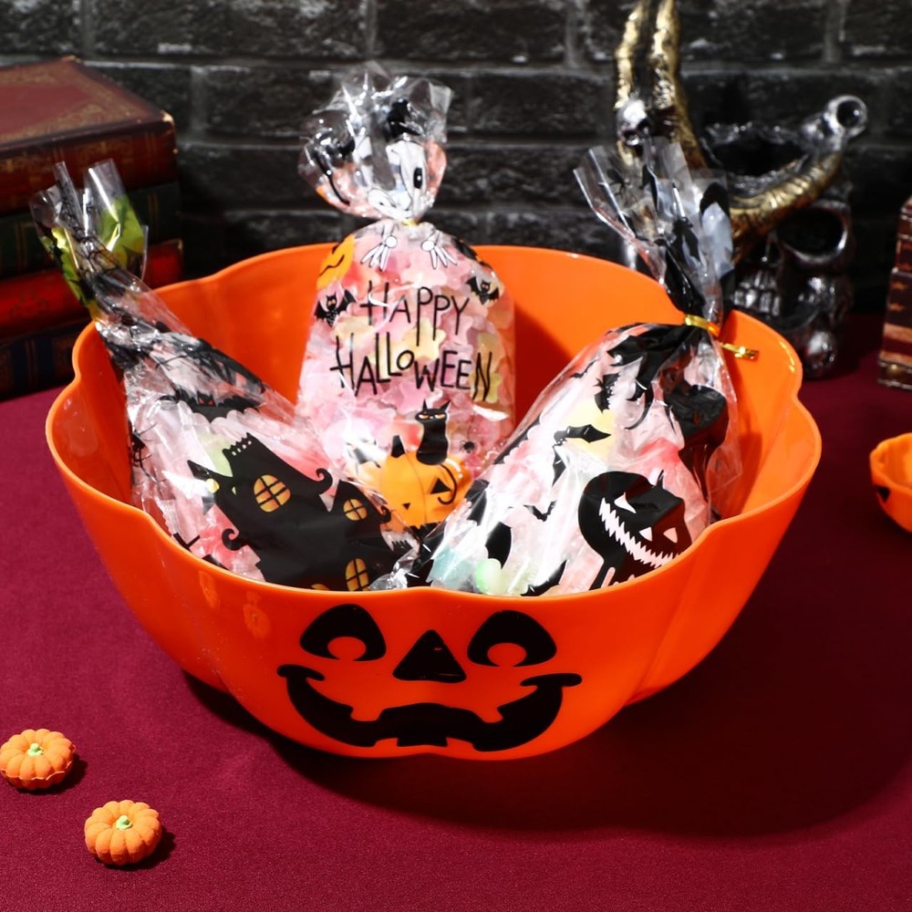 UPKOCH Halloween Pumpkin Candy Bowl, Large Orange Snack Dish, Multi-Function Fru