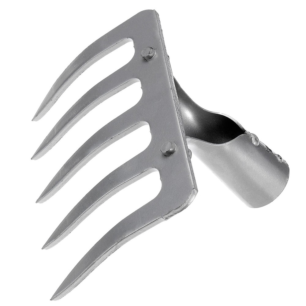 5 Teeth Garden Rake Head Silver Tone