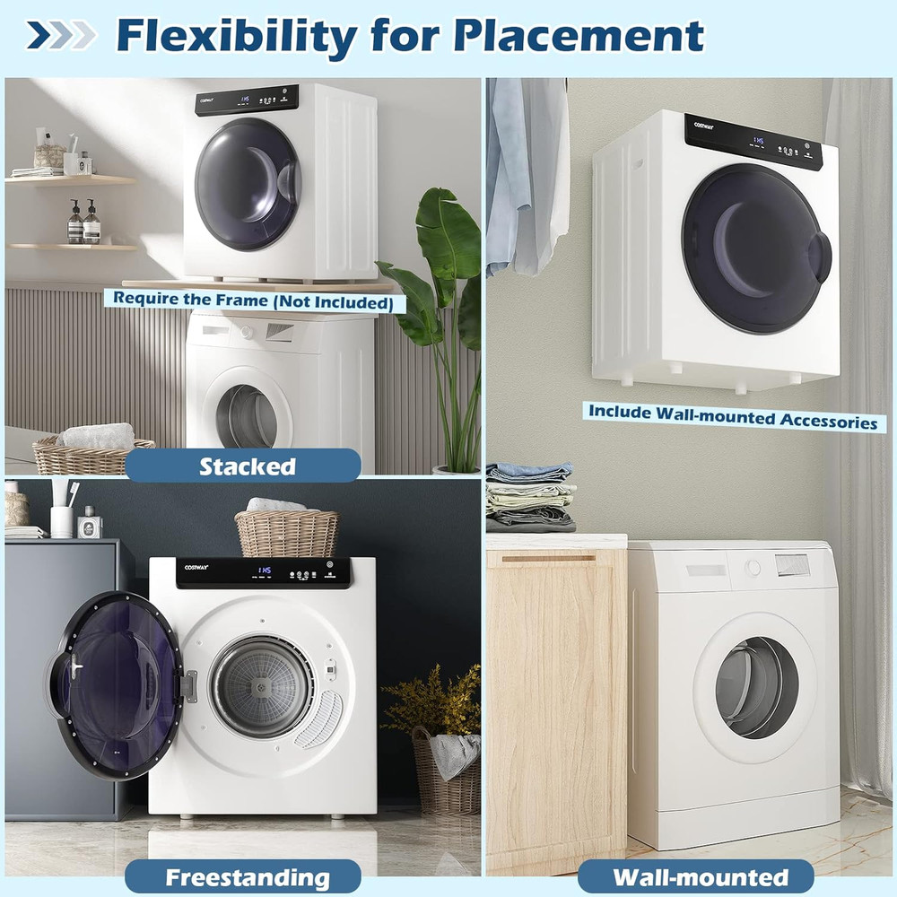 Compact Portable Dryer, with Touch Panel, 2 Modes, 3 Heating Powers and Adjustab