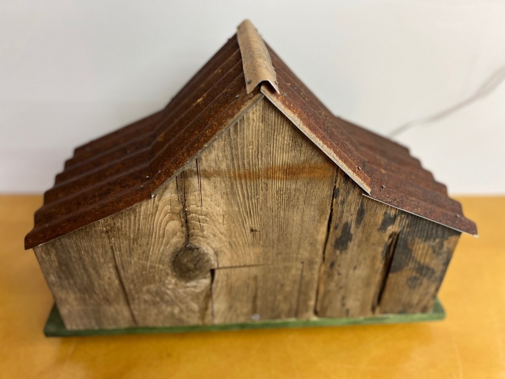 Handcrafted Rustic Barn Birdhouse with Tractor