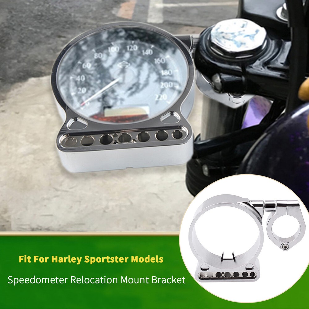 39mm/16" Motor Side Mount Speedo Relocation Bracket Chrome For Harley Iron 883