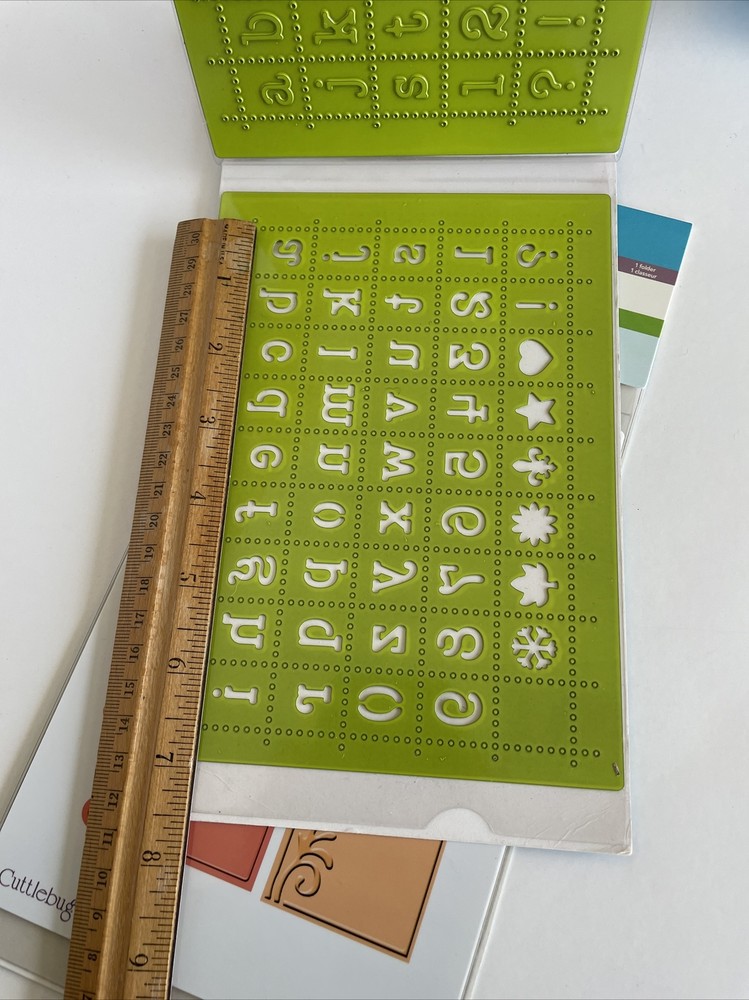 3 Cuttlebug Embossing Plus Cut and Emboss Folders Collage, Tags and Alphabet