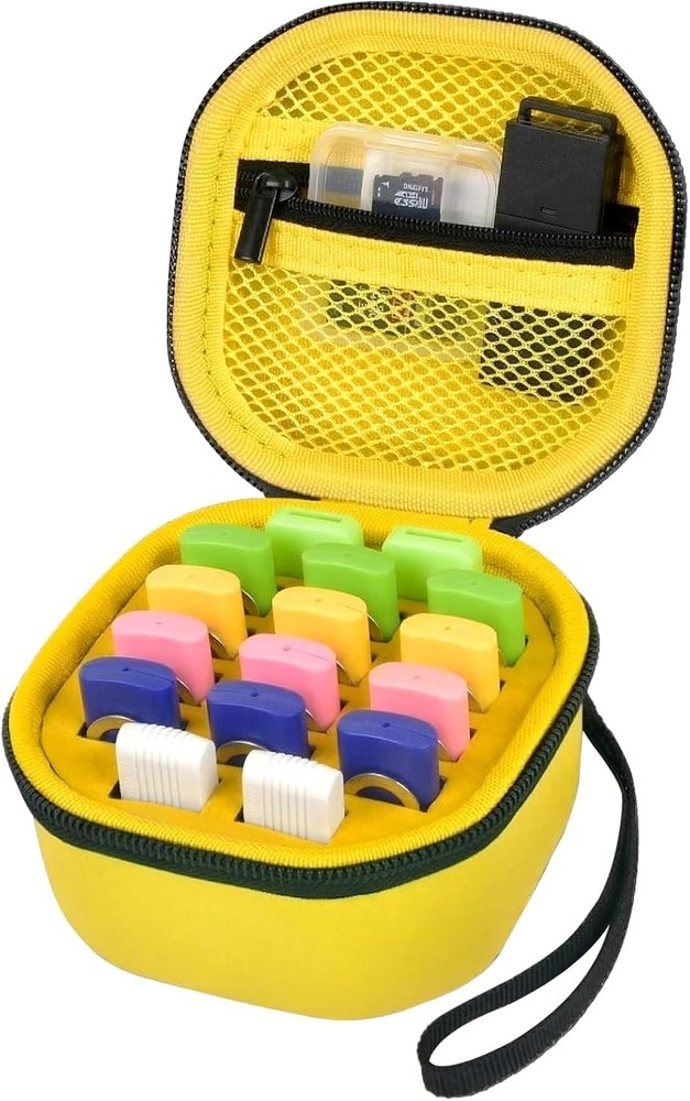 Professional USB Organizer - 16 Slot Hard Shell Case with Secure Storage Pocket