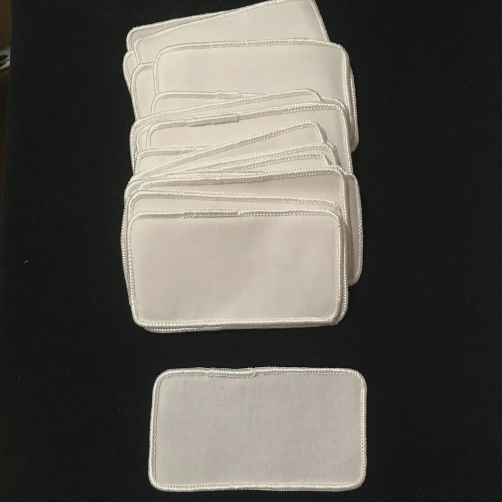 25 Blank Name Tag Uniform Name Patch Iron on 4" x 2" White with  White