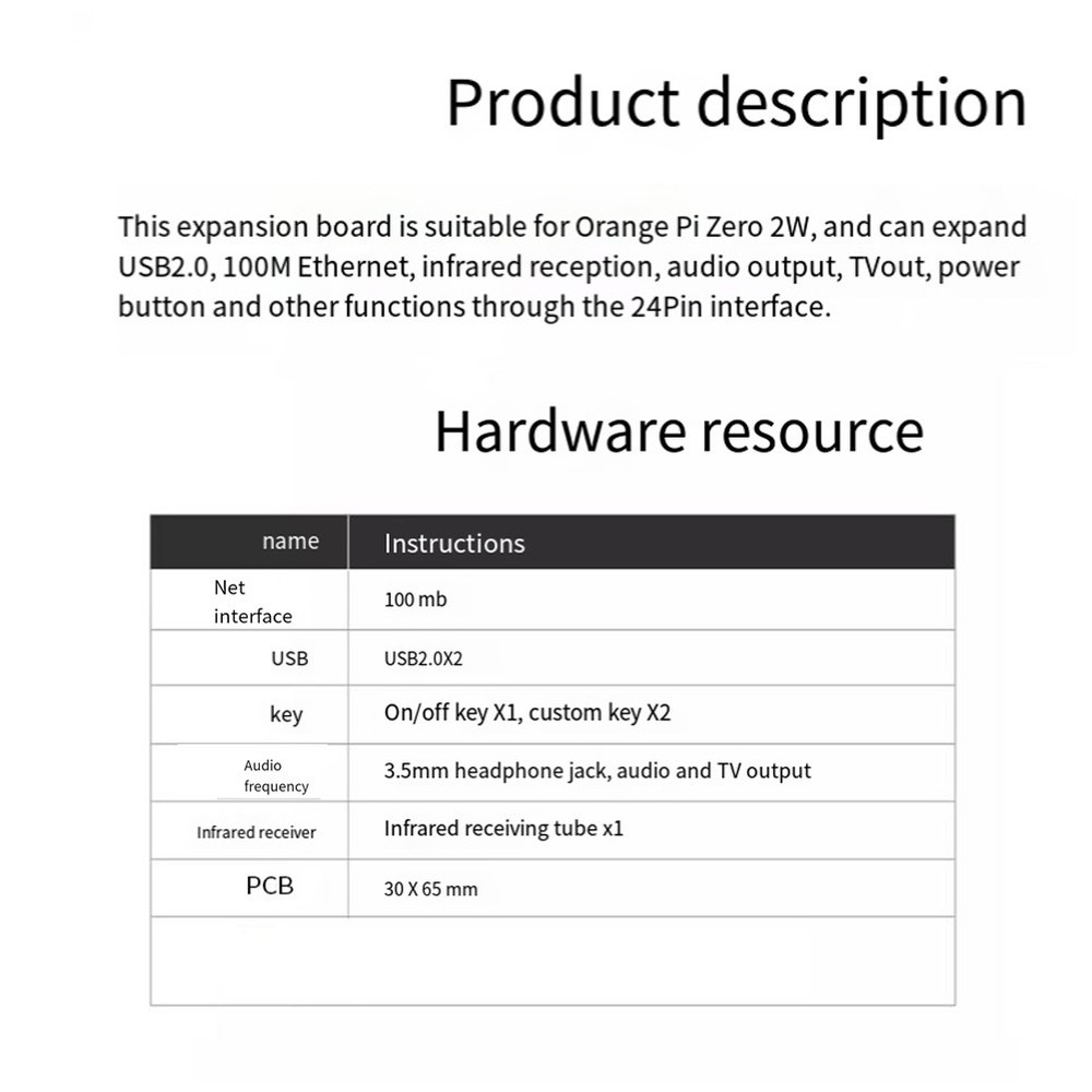 For Zero 2 W Expansion Board Interface Board 100M Port+USB 25178