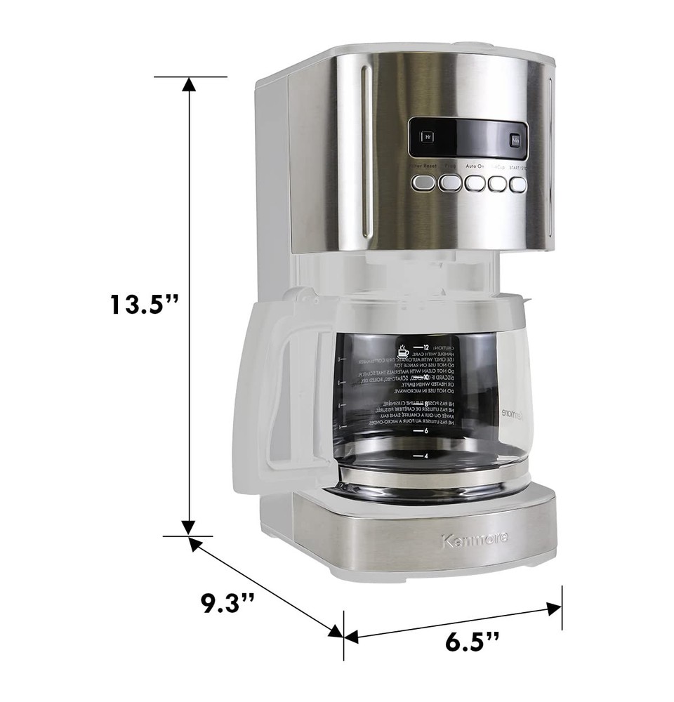 Kenmore drip Coffee Maker - 12 Cup programmable cafe machine Small, White