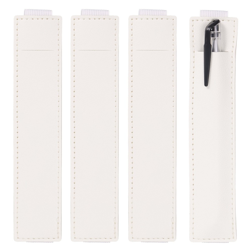 4 Pcs Adjustable Pen Loop Holder Pencil Sleeve Elastic Strap Band(White)