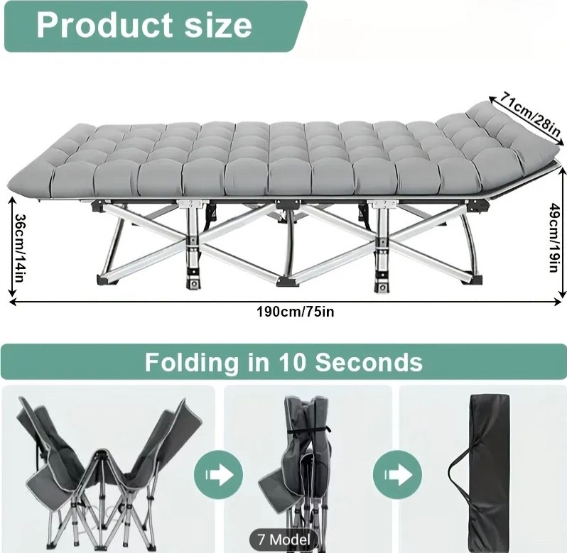 Folding Camping Cot Folding Bed Portable Military Heavy Duty
