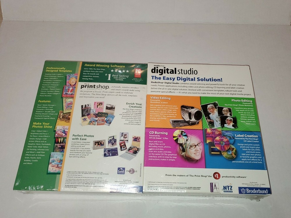 Broderbund 2-pack,Media Shop Digital Studio Version 2,the Print Shop...