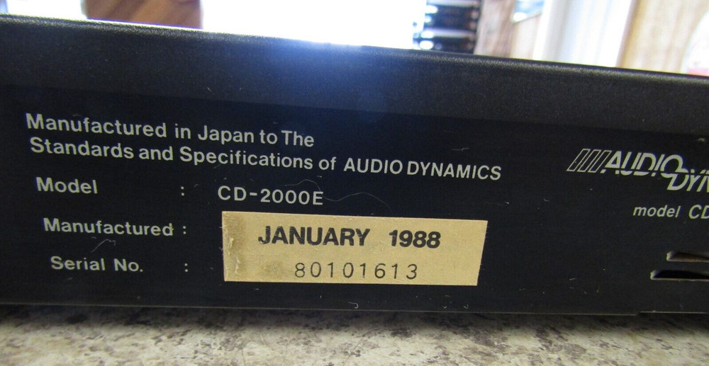 Audio Dynamics CD-2000E Single CD Player - Vintage 1988 - Tested Working