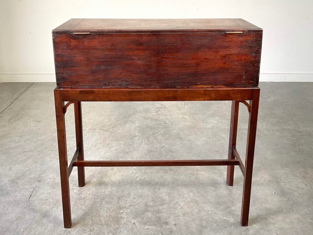 Antique Mahogany Campaign Box On Stand