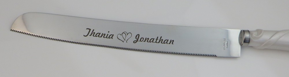 Cake Knife and Server Set - Linked Interlocking Hearts - Free Dark Engraving