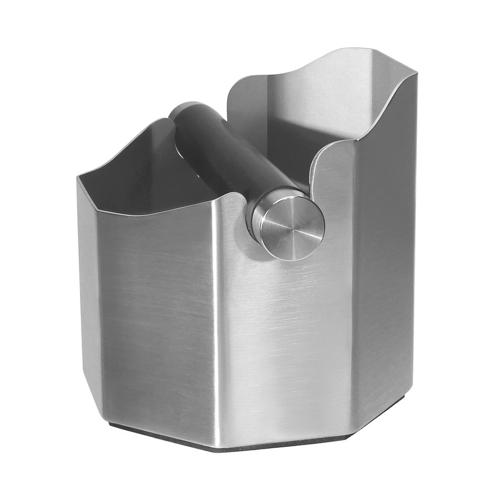 Espresso Knock Box, Coffee Grounds Knock Box with Removable Knocking Rod Silver