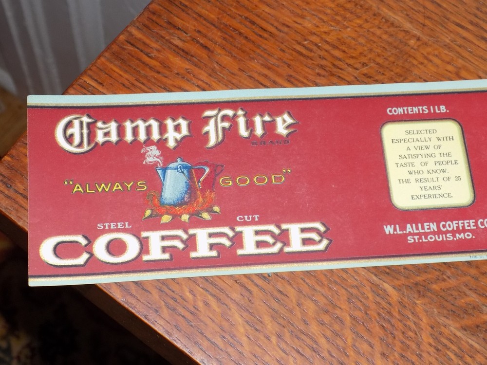 Vintage Camp Fire Coffee Paper Can Label