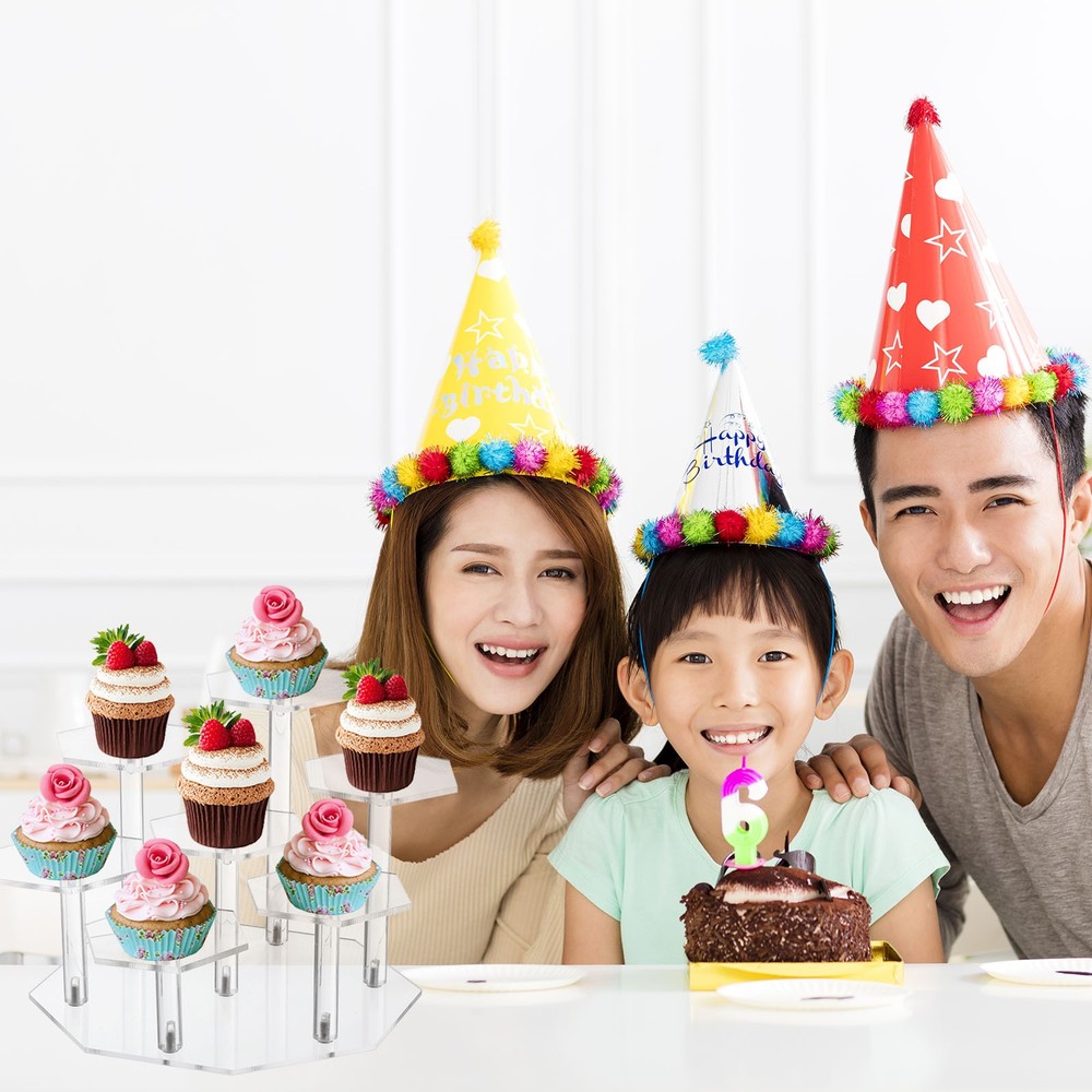 Acrylic Display Stand for Figures 7 Tier Acrylic Riser for Cupcake Clear