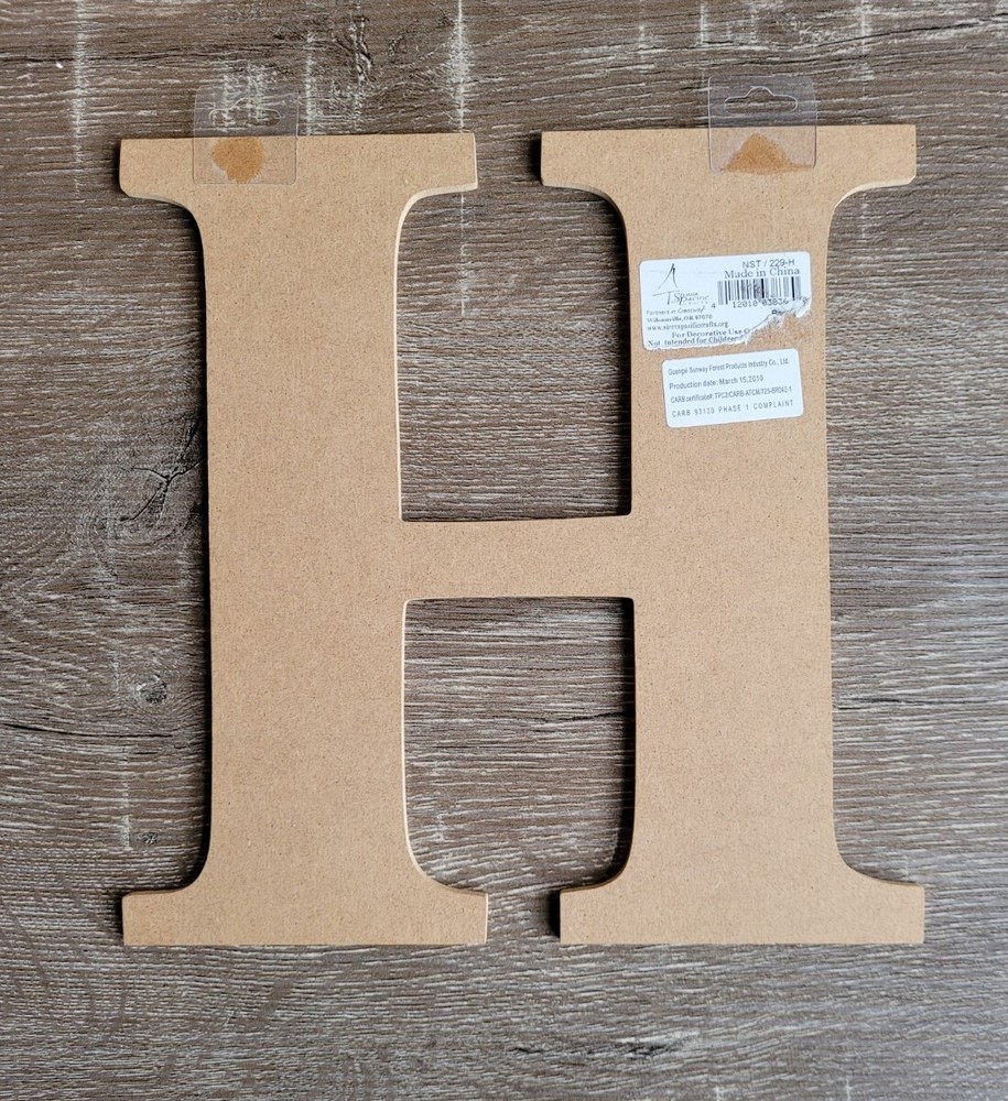 Chipboard Cut-Out Initial "H" For Crafts