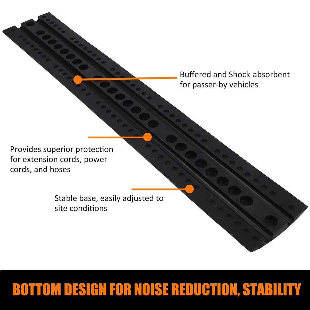 ☑️2pack 25000 lbs Heavy-Duty Rubber Speed Bump with Cable Protective Channels