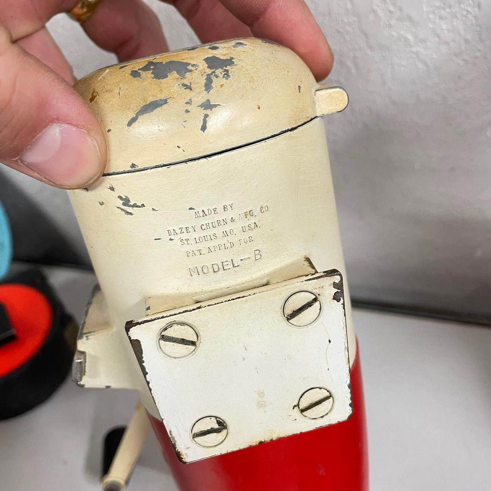 Vintage Rocket Dazey Triple Ice Crusher Model B Red & White - HLBN