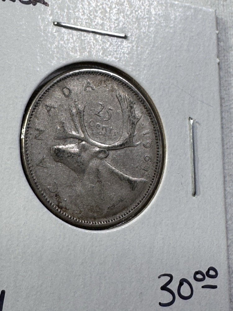 1961 Canada 25 Cents Silver Coin