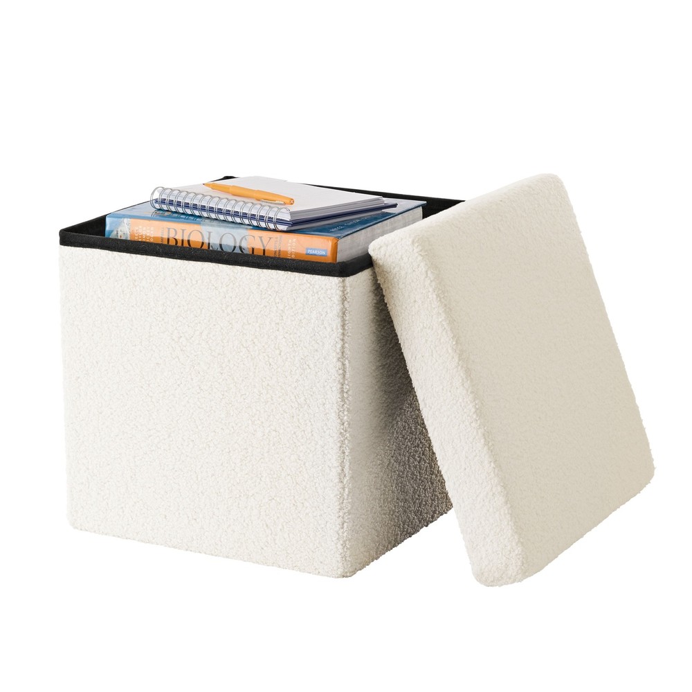 Collapsible Storage Ottoman Cream
