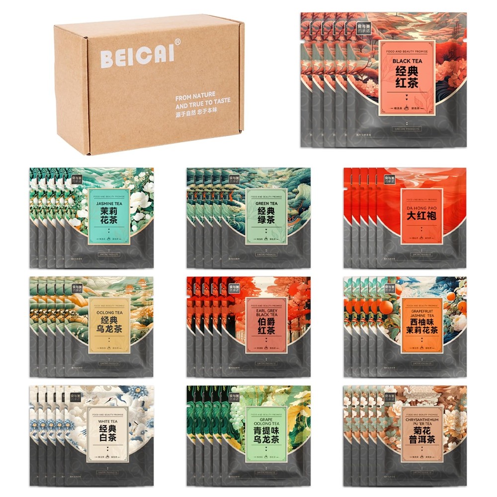 BEI CAI Tea Bags Sampler Assortment Box (50 Count) 10 Different...