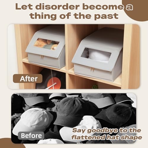 Stackable Hat Organizer for Baseball Caps, Hat Storage - Holds 12 Caps, 4 Pack